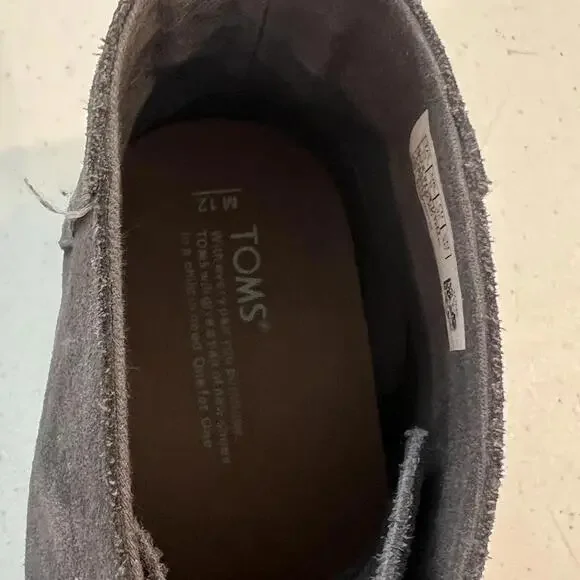 TOMS Mens Boot Porter Charcoal Gray Suede Boots Suede Boots Lace Up Mens sz 12 - Picture 8 of 9